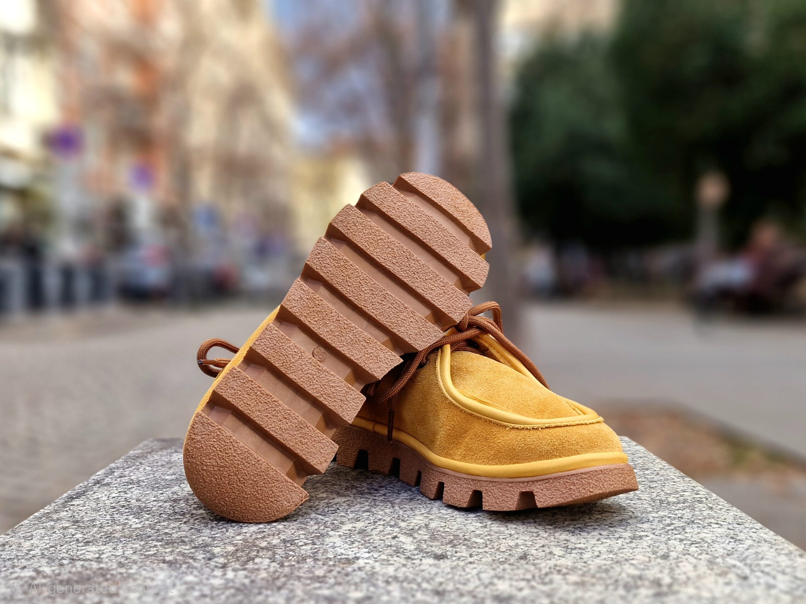 Удобни дамски лоуфъри за широк крак - естествен велур (горчица) - Image 4